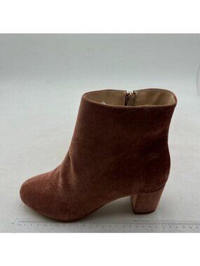 Brown Women Almond Toe Chunky High Heel Handmade Ankle Boot Elegant Daily Boot